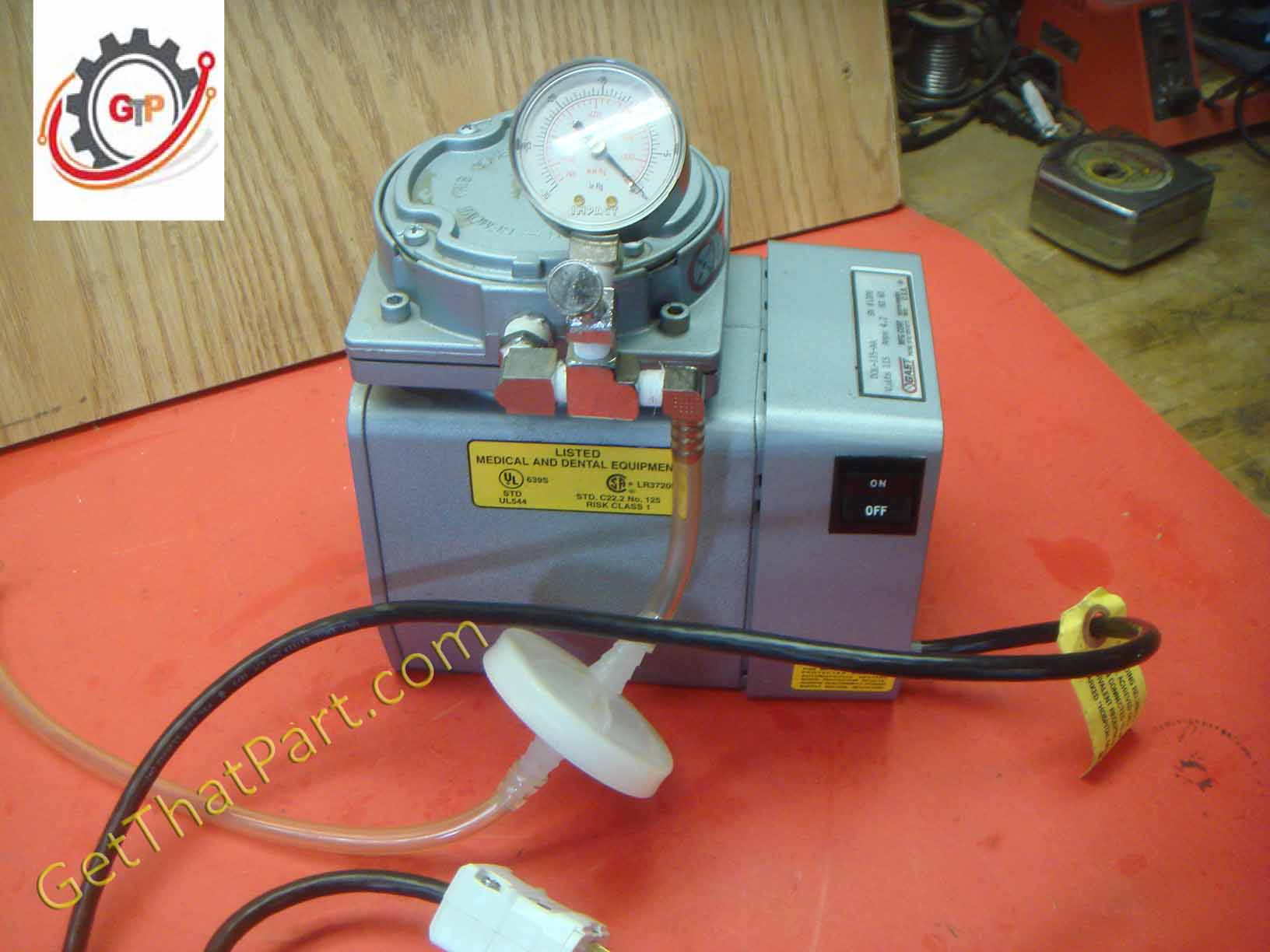 Gast 1/8 HP Diaphragm Compressor Vacuum Pump With Gauge & Regulator